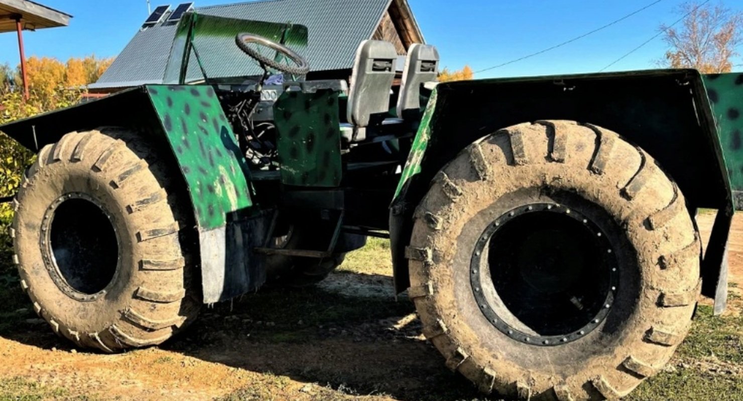 Необычный самодельный вездеход с колесами от «Урагана» нашли в Нижегородской области