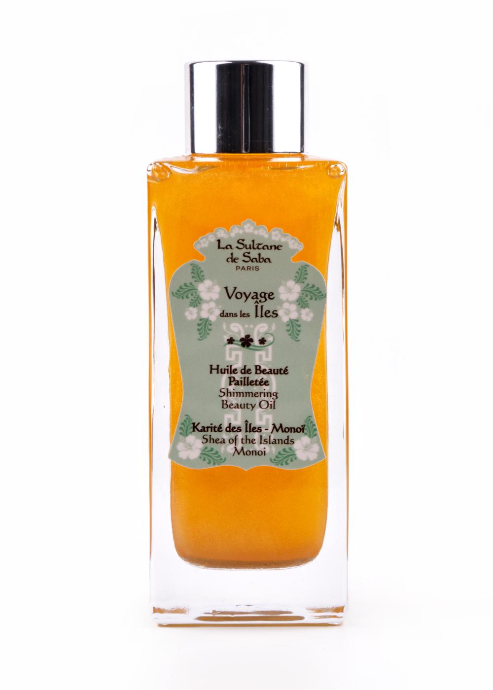 Золотое масло красоты с ароматом монои Shimmering Beauty Oil, La Sultane de Saba, 5508 руб. («Мильфей»)