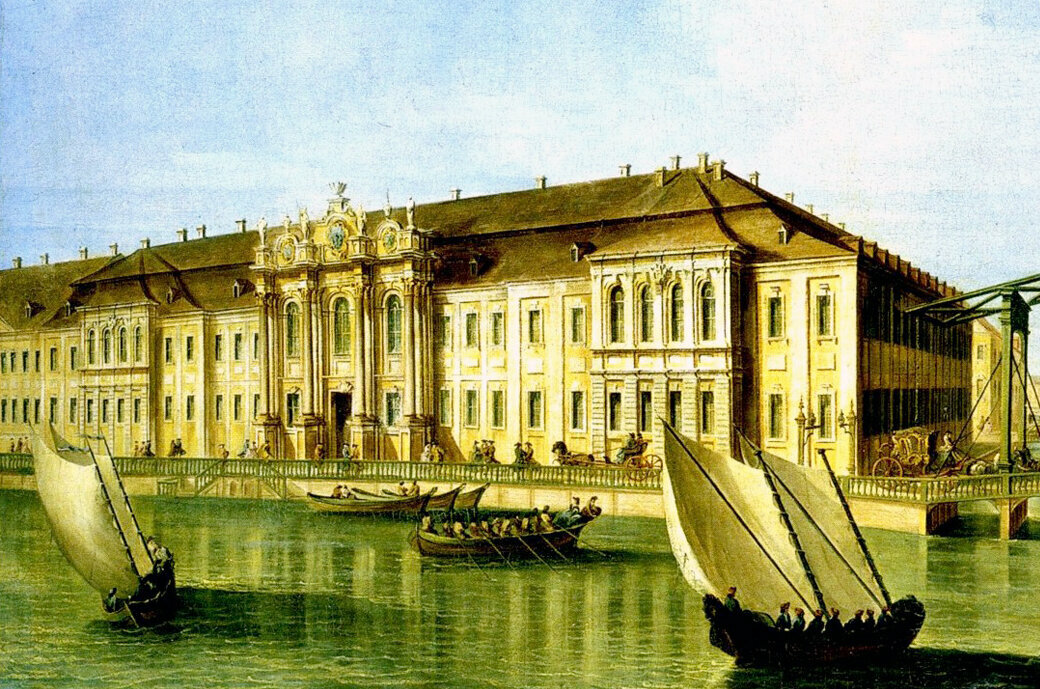 Зимний Дворец Петра I в 1750-х гг. Фрагмент по рис. Махаева