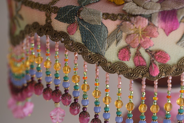 Старинная настольная лампа с вышивкой, расписанная вручную ❤ handmake