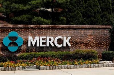 The Merck logo is seen at a gate to the Merck & Co campus in Rahway, New Jersey, U.S., July 12, 2018. REUTERS/Brendan McDermid REFILE - CORRECTING LOCATION