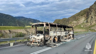 Сгоревший автобус / Фото: МЧС Республики Алтай