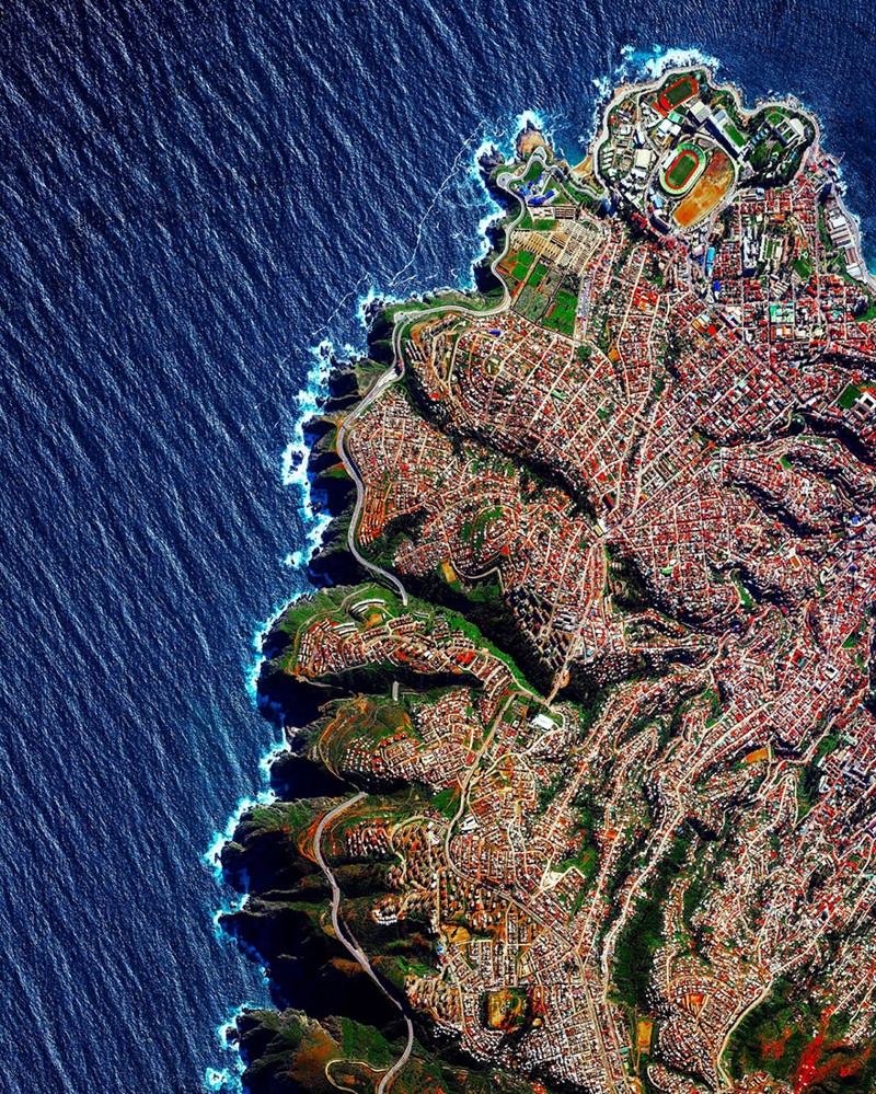 3. Вальпараисо, Чили фото со спутника, фотограф Бенджамин Грант, фотографии