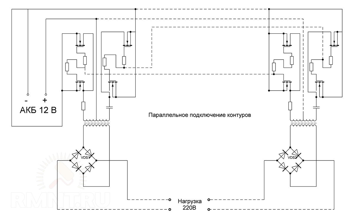 схема подключения преобразователя напряжения 12 220