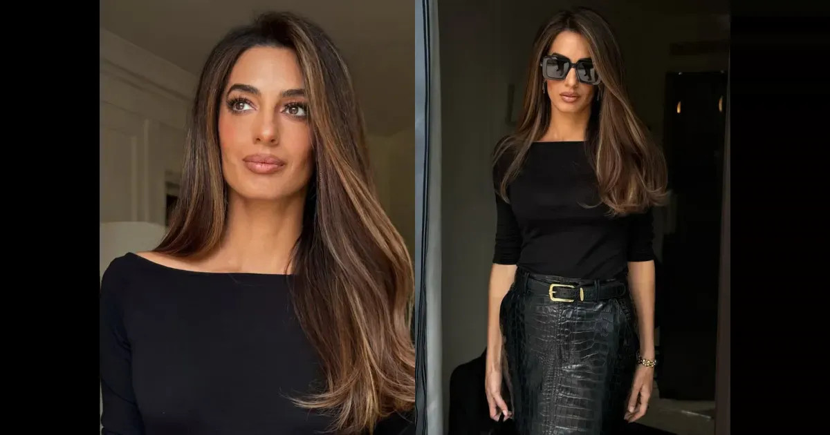 Амаль Клуни в кожаной юбке и с новым цветом волос посетила гала-вечер Cartier в Милане