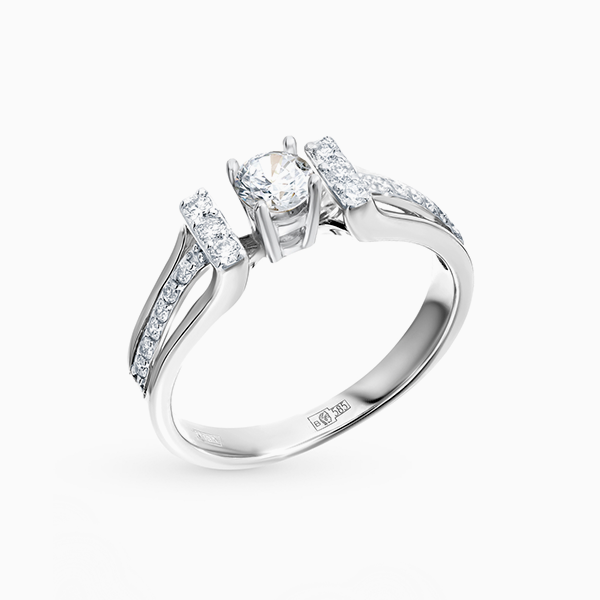 Помолвочное кольцо SL из коллекции «Бриллианты Якутии», белое золото, бриллианты 