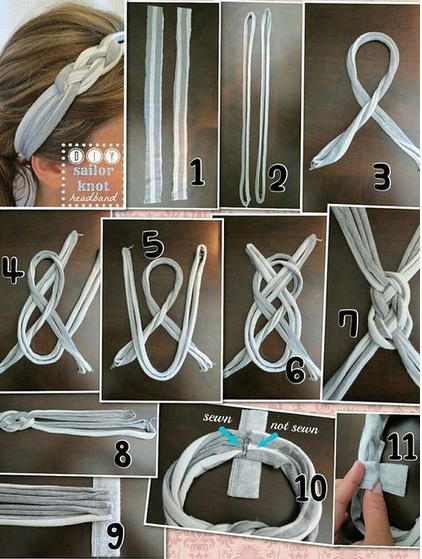 Из старой или ненужной футболки может получиться новый и удобный ободок для волос. handmake,мастер-классы,разное,шитье