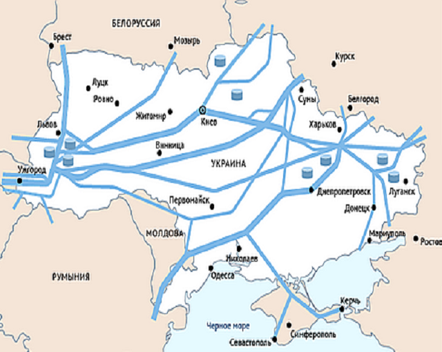 Карта газотранспортной системы украины