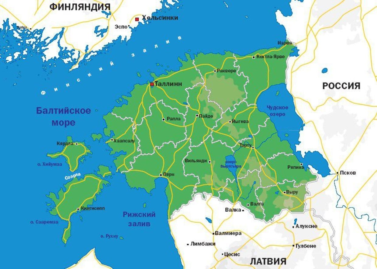 С кем граничит Эстония карта