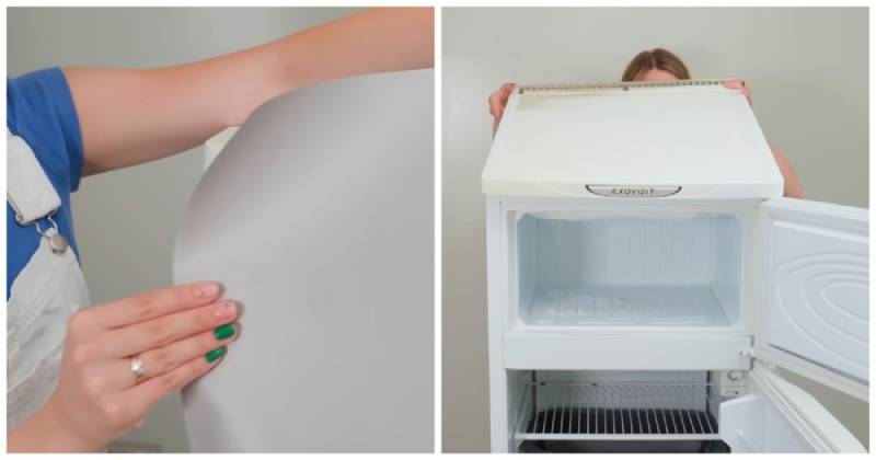 Преобразите старый, пожелтевший холодильник в совершенно новый. Нужна только краска и плёнка