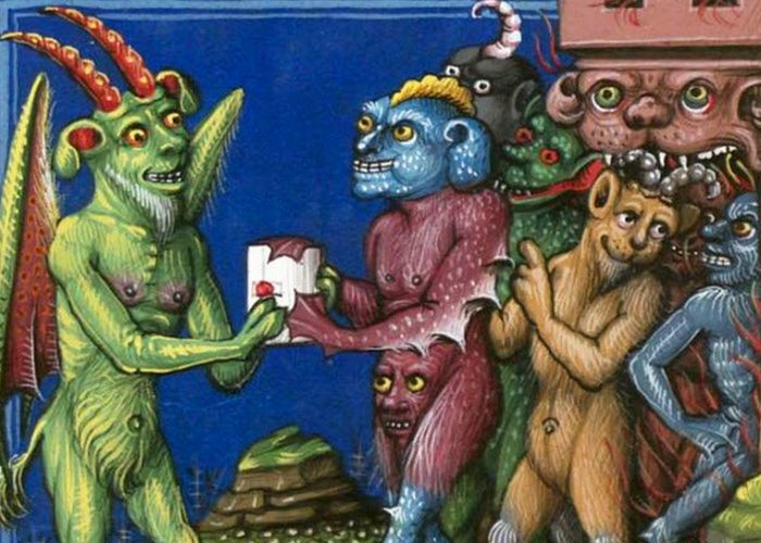 Средневековое искусство: демоны с лицами на промежности.