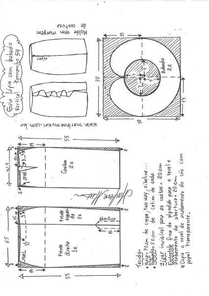 Выкройка юбки карандаш с воланами одежда