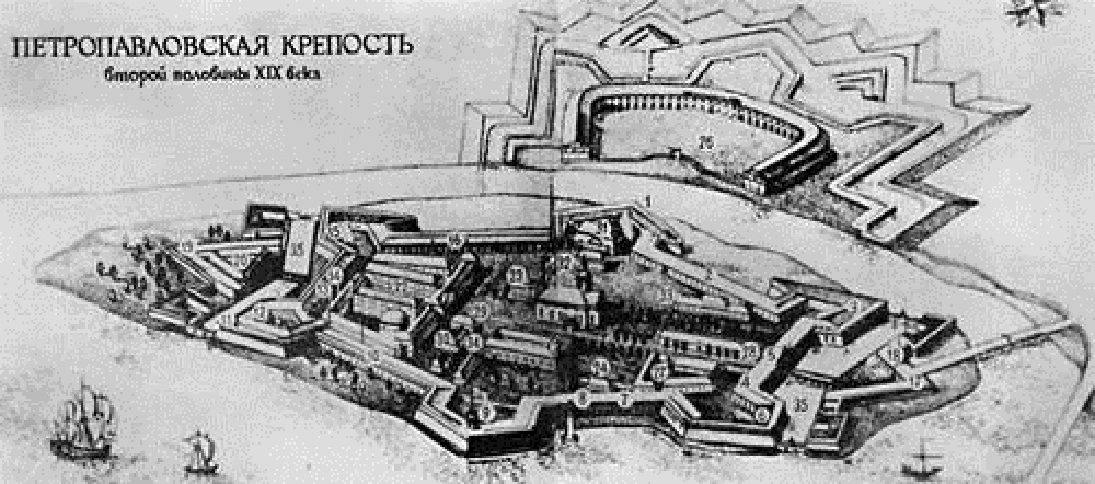 Бастионы петропавловской крепости схема