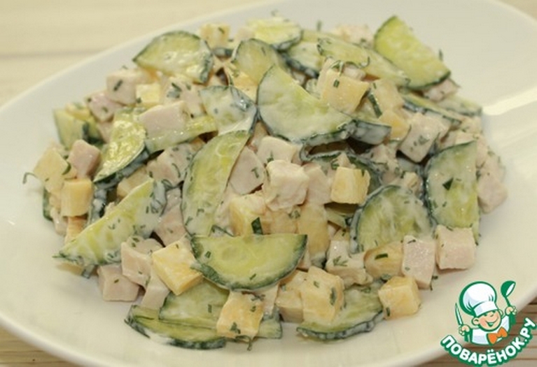 Салат из КОПЧЕНОЙ КУРИЦЫ с яблоками
