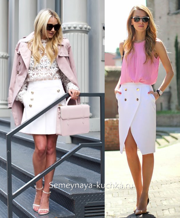 белая юбка с розовым