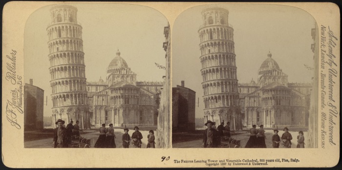 Пизанская башня на стереофотографии 1897 г. | Фото: digitalcommonwealth.org.