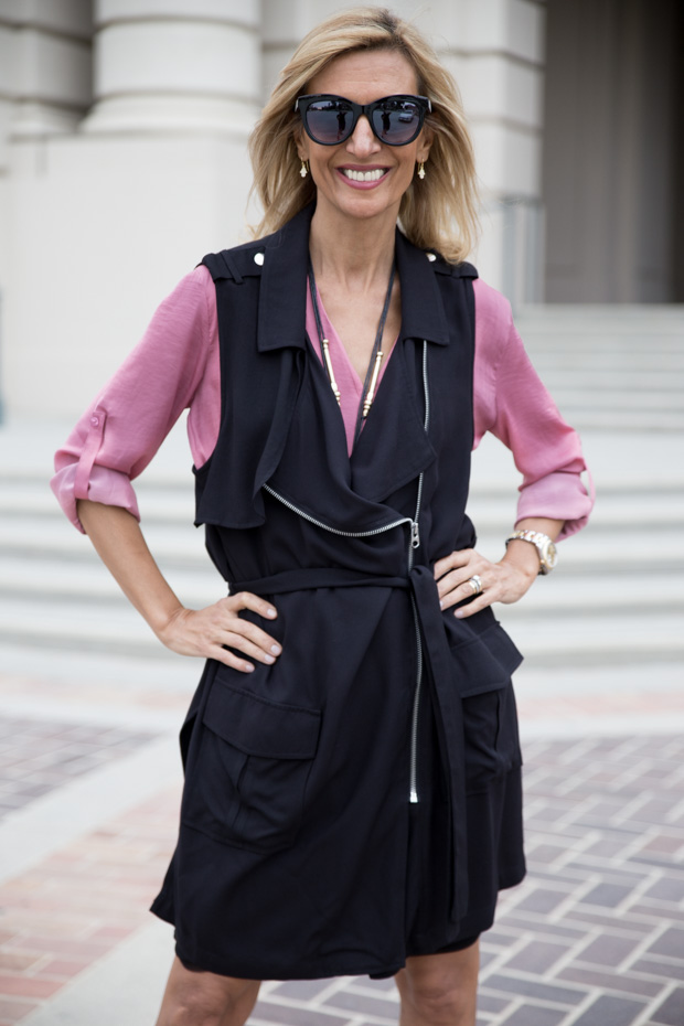 Black Zip Front Moto Vest