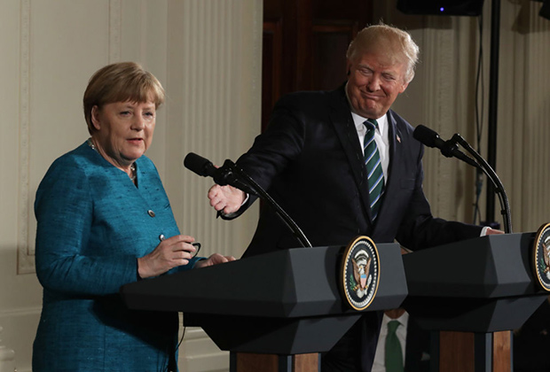 Ангела Меркель и Дональд Трамп во время пресс-конференции