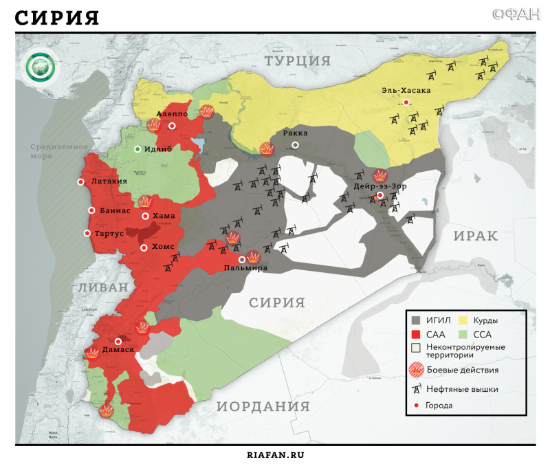 Карта действий сирии