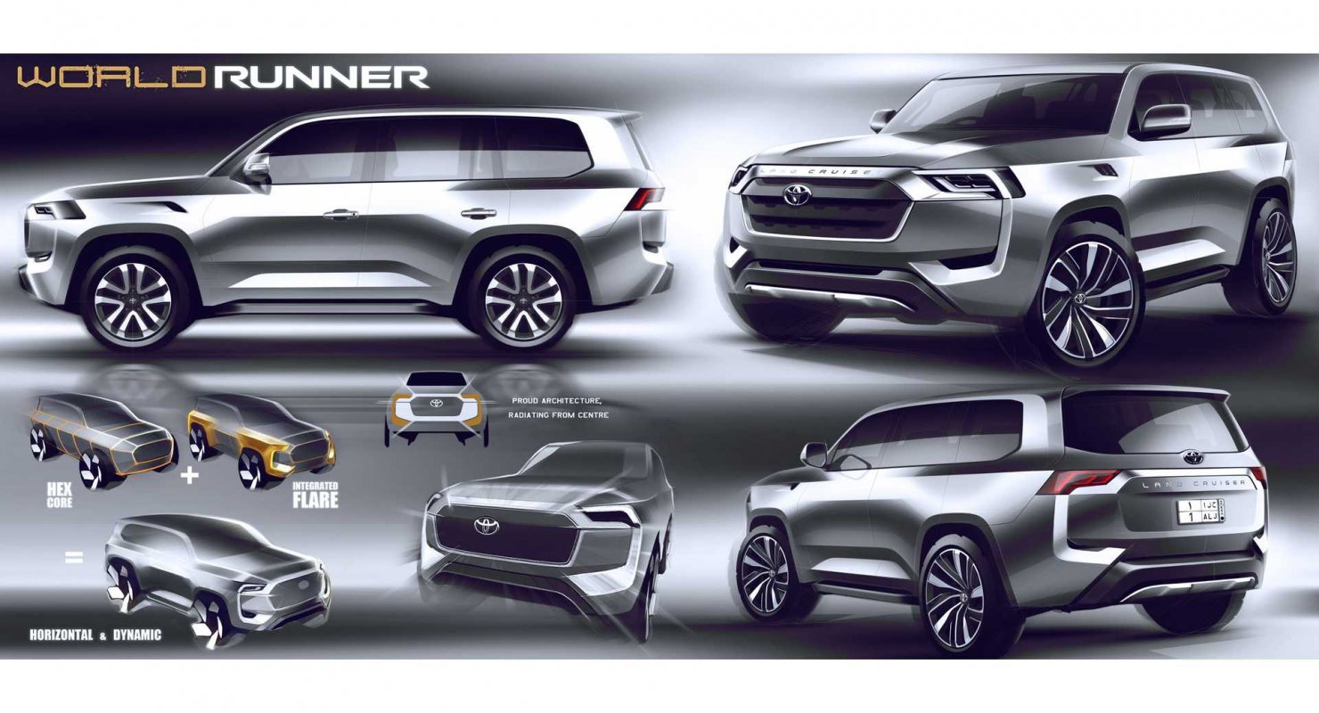 В Сети показали первые эскизы дизайна Toyota Land Cruiser 2022 года