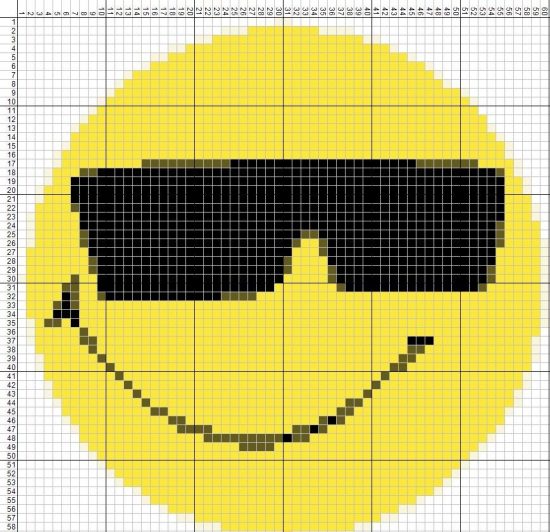 Как вышить смайлик на вязаном изделии схемы для детей