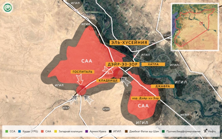 Карта военных действий в районе Дейр эз-Зора
