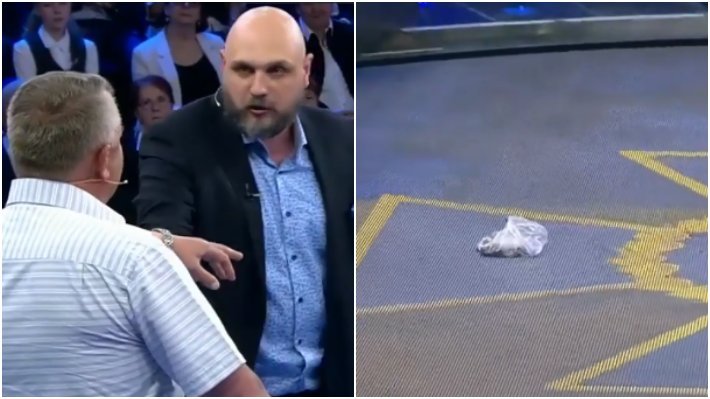 Ветеран АТО устроил скандал с мешком украинской земли на шоу Скабеевой Ветеран АТО устроил скандал с мешком украинской земли на шоу Скабеевой новости,события,новости,общество,политика