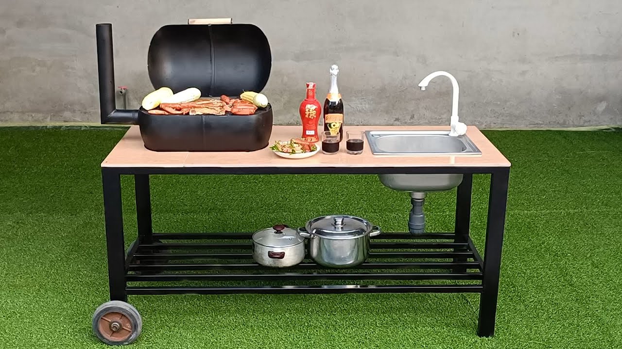 How to make a beautiful and effective outdoor grill from an old gas cylinder