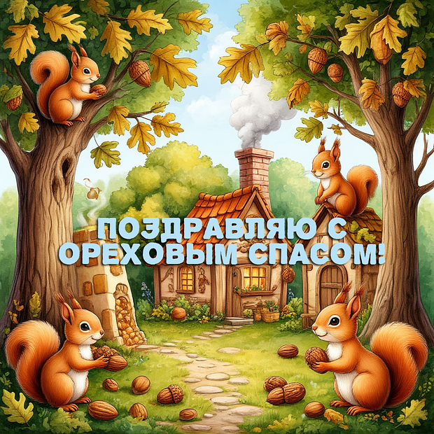 Оригинальная открытка на Ореховый Спас
