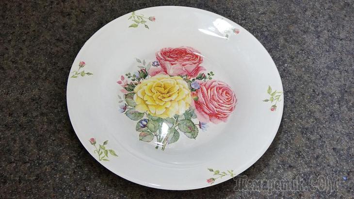 Обратный декупаж - декор тарелки
