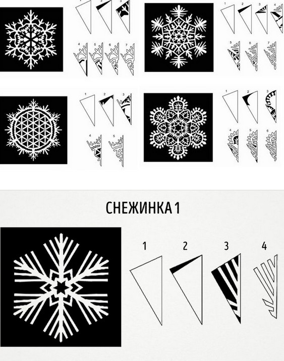 Схема снежинки из бумаги
