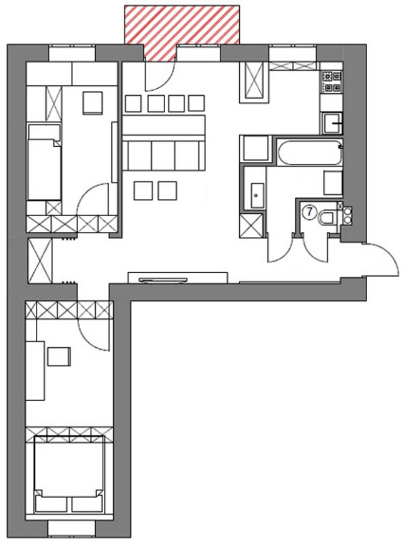 Перепланировка трехкомнатной хрущевки 56 м.кв