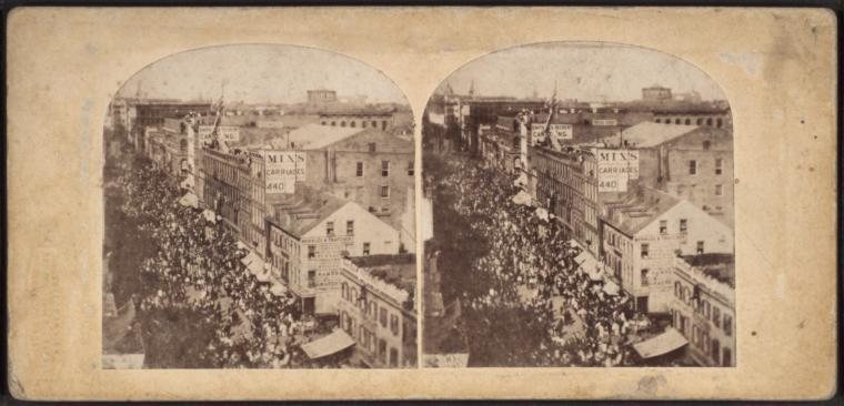Stereograph of the Atlantic Telegraph Jubilee, New York, 1858.