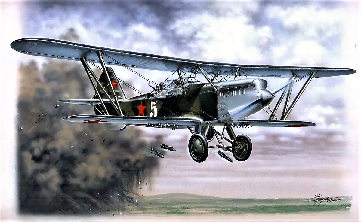 Самолет Р-5 был  рабочей лошадкой советской авиации (художник Stanislav Hajek)