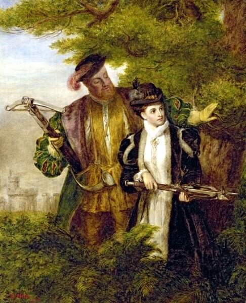 Генрих VIII и Анна Болейн на охоте в Виндзорском лесу. Картина У. П. Фрайта, 1903 год