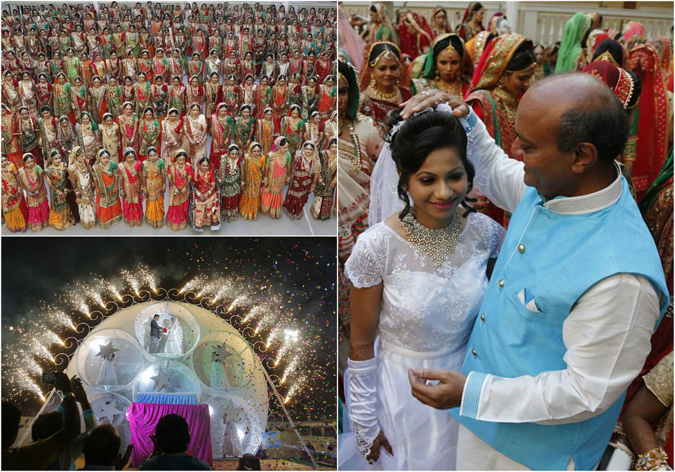 Сотни невест, выросших без отцов, связали себя узами брака в Индии