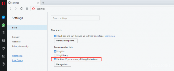 Opera 50 защитит пользователей от скрытого майнинга (3 фото)