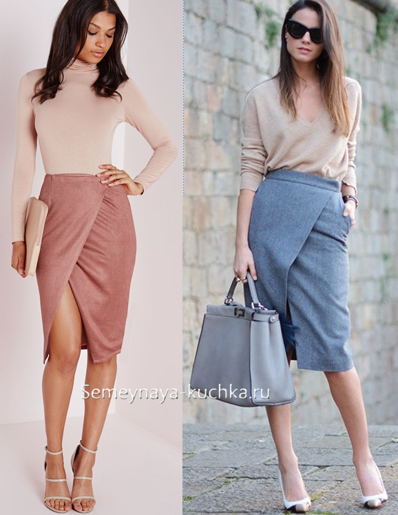 деловая юбка с запахом