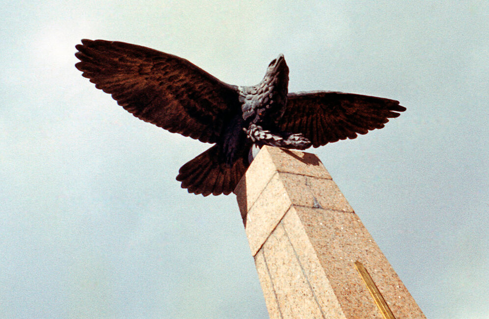 Орёл на вершине стеллы павшим воинам на Бородинском поле.
