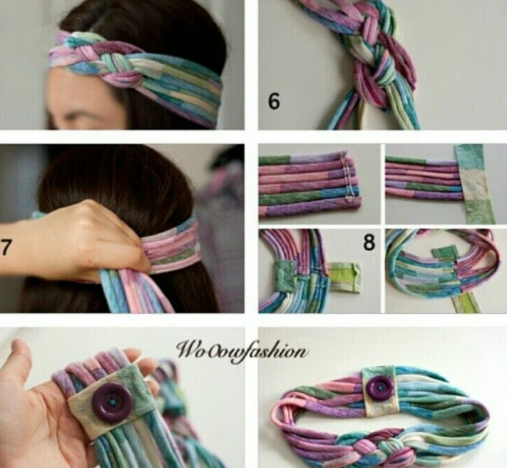 Из старой или ненужной футболки может получиться новый и удобный ободок для волос. handmake,мастер-классы,разное,шитье