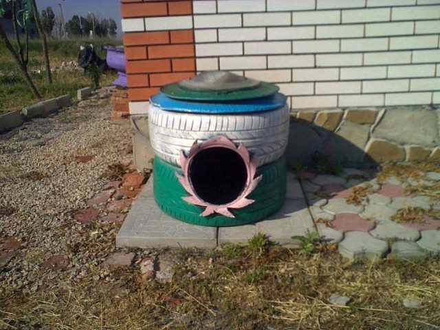 Отличная идея из старых шин для уличных котов. полезные советы,разное