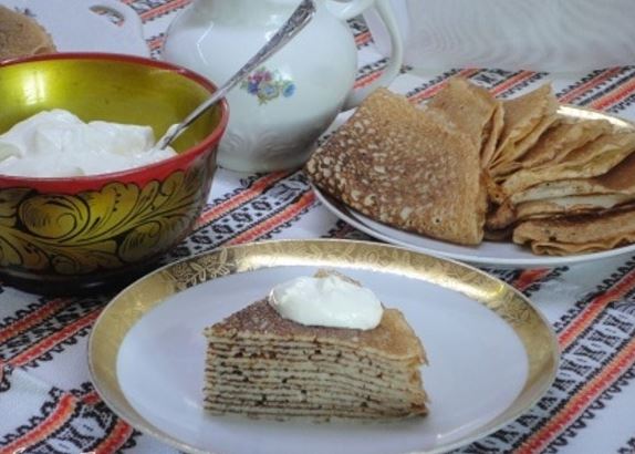 Блинница из гречнево-пшеничных сдобных блинов кулинария,русская кухня,сладкая выпечка