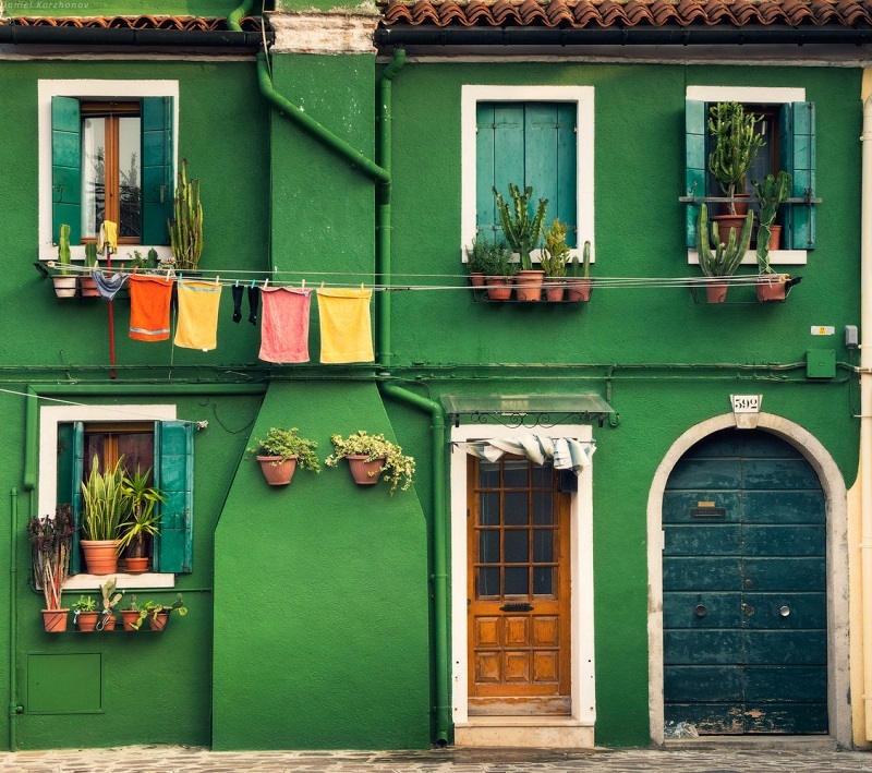 6-Зеленый дом на острове Бурано, Италия
