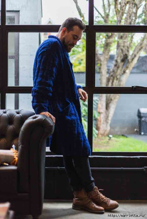 Мужской длинный кардиган спицами вязание спицами,мужской кардиган,одежда,своими руками