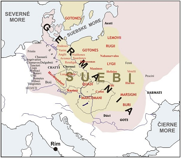 
Германия по Тациту, где потом в 6-9 веках находятся одни славяне

