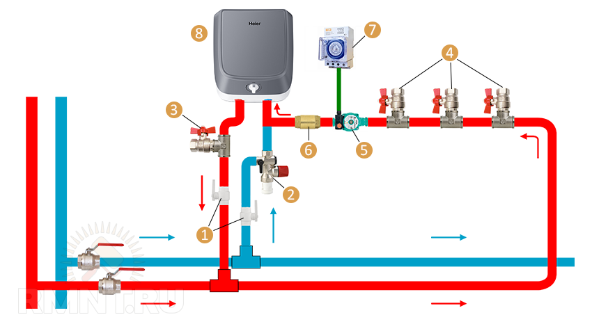 схема обвязки электрического водонагревателя