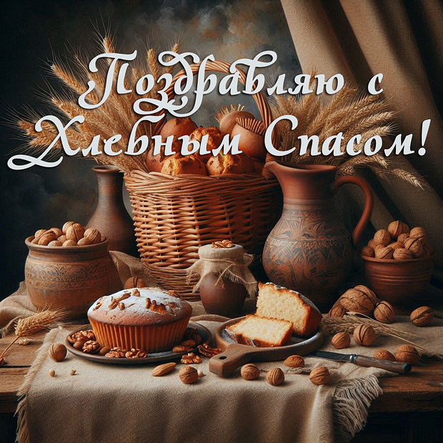 Картинка с поздравлением на Хлебный Спас
