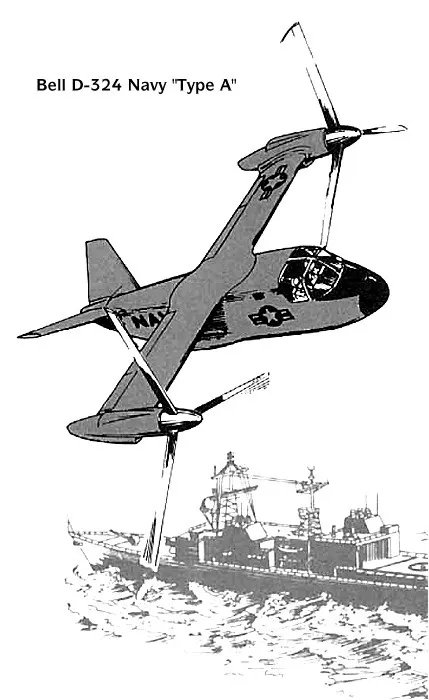 Bell D324 должен был выполнять роль заправщика и самолёта ДРЛО, используя обычный для программы конформный радар, не требующий массивной тарелки над фюзеляжем 