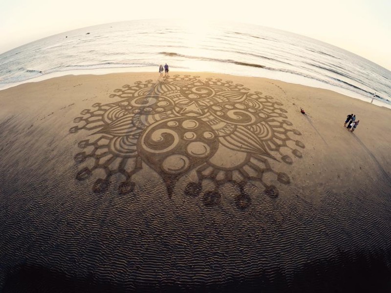 Тим Хукстра — художник создающий огромные рисунки на песке Тим Хукстра, картины, красота, океан, песок, рисунок, художник