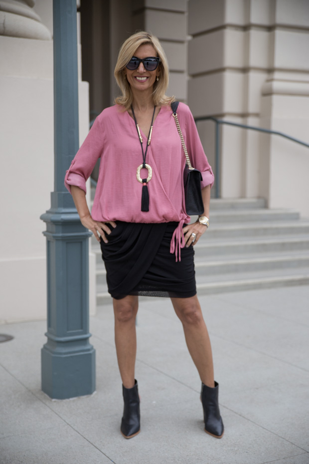Rose Criss Cross Blouson Blouse